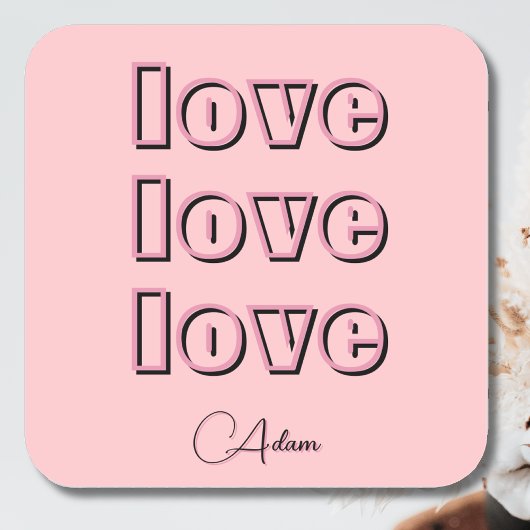 Cool Snoep Pink Clean 3 x Love | Roos van pastel Vierkante Sticker