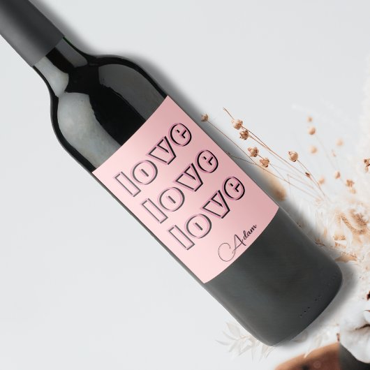 Cool Snoep Pink Clean 3 x Love | Roos van pastel Wijn Etiket