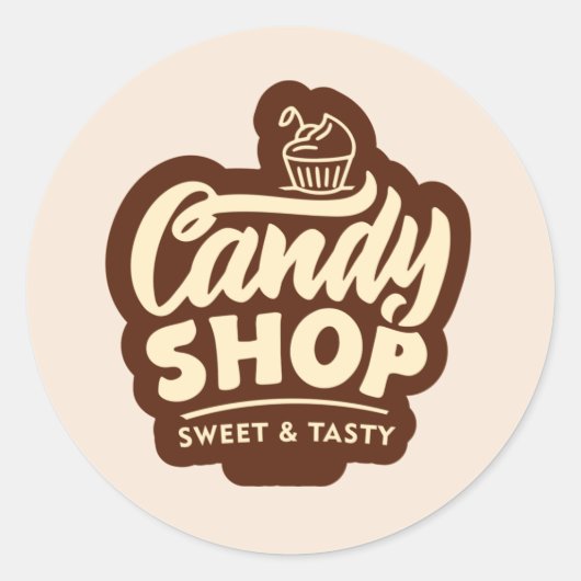 Cool snoep Shop Word Art Ronde Sticker (Voorkant)