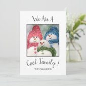 Cool Snow Family Kerstmis Kaart (Staand voorkant)