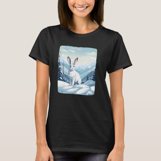 Cool Snow Mountains met Konijn Dieren voor Sneeuw T-shirt (Voorkant)