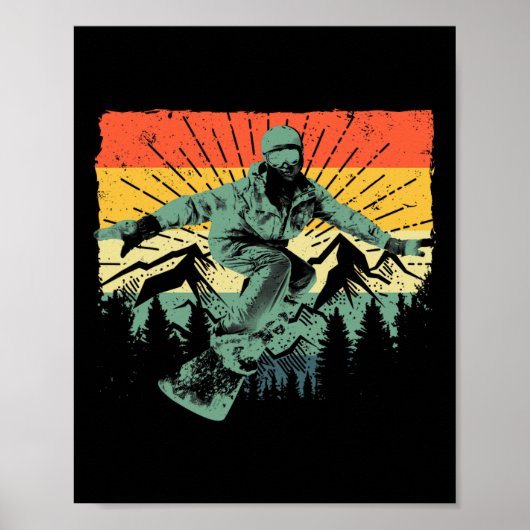 Cool Snowboard Art Mannen Vrouwen Snowboarden Poster (Voorkant)