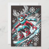 Cool Snowboarden Rendier Christmas Kaart voor jong (Voorkant)