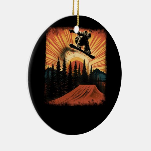 Cool Snowboarden  Snowboarder Sunset Extre Keramisch Ornament (Rechts)
