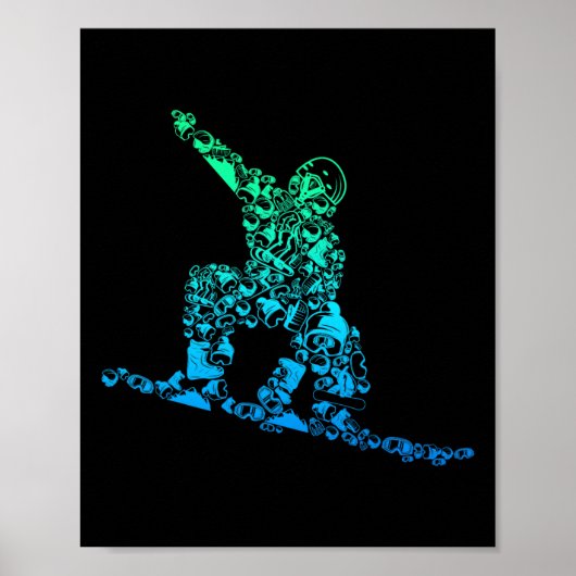 Cool Snowboarder Kleding en Gift Ideeën Mannen Poster (Voorkant)