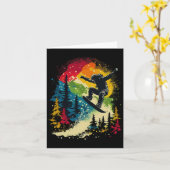 Cool Snowboarder Snowboarding Mountains Trees Mann Kaart (Gele Bloem)