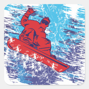 Cool Snowboarder Vierkante Sticker
