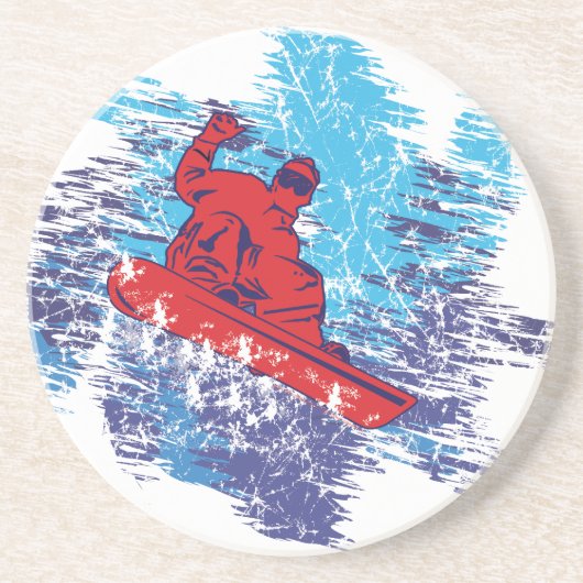 Cool Snowboarder Zandsteen Onderzetter (Voorkant)
