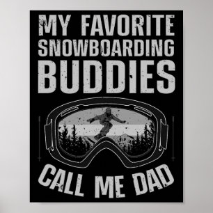 Cool Snowboarding Art Mannen Vader priester Snowbo Poster