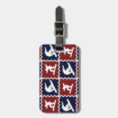 Cool Snowboarding Red Blue Square Patroon Bagagelabel (Voorkant verticaal)