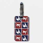 Cool Snowboarding Red Blue Square Patroon Bagagelabel (Achterkant verticaal)