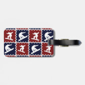 Cool Snowboarding Red Blue Square Patroon Bagagelabel (Achterkant horizontaal)