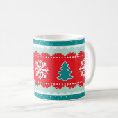 Cool Snowflakes kerstbomen Red Blauwgroen Pattern Koffiemok (Voorkant rechts)