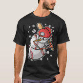 Cool Snowman Baseball Player Baseball Bat Christma T-shirt (Voorkant)