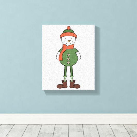 Cool Snowman Canvas Afdruk (Insitu (Houten vloer))