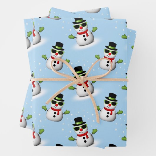 Cool Snowman Christmas Winter Feestdagen patroon Inpakpapier Vel (In situ)