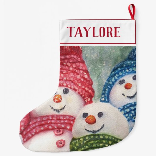 Cool Snowman Family Grote Kerstsok (Achterkant)