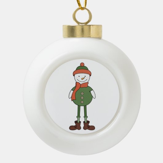Cool Snowman Keramische Bal Ornament (Voorkant)