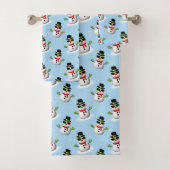 Cool Snowman Kerst Winter blauw patroon Bad Handdoek (Insitu)