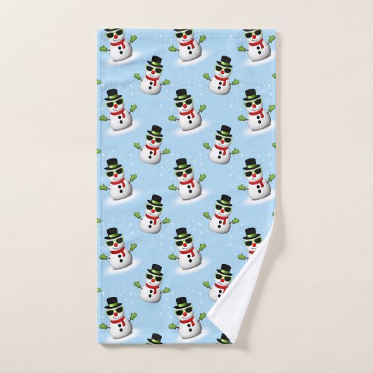 Cool Snowman Kerst Winter blauw patroon Bad Handdoek (Handdoek)