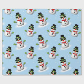Cool Snowman Kerst Winter blauw patroon Cadeaupapier (Vlak)