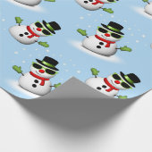Cool Snowman Kerst Winter blauw patroon Cadeaupapier (Hoek)