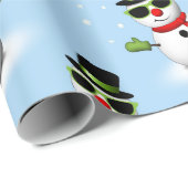 Cool Snowman Kerst Winter blauw patroon Cadeaupapier (Rol Hoek)