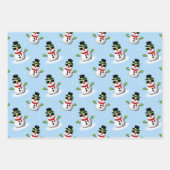 Cool Snowman Kerst Winter blauw patroon Inpakpapier Vel (Voorkant 3)