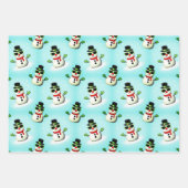 Cool Snowman Kerst Winter blauw patroon Inpakpapier Vel (Voorkant 2)
