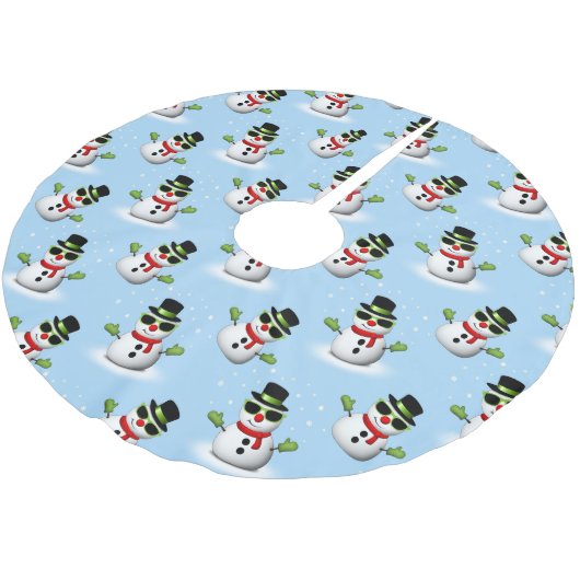 Cool Snowman Kerst Winter blauw patroon Kerstboom Rok (Gekanteld)