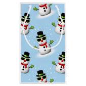 Cool Snowman Kerst Winter blauw patroon Klein Cadeauzakje (Achterkant)