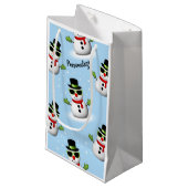 Cool Snowman Kerst Winter blauw patroon Klein Cadeauzakje (Voorkant Gekanteld)