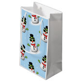 Cool Snowman Kerst Winter blauw patroon Klein Cadeauzakje (Achterkant Gekanteld)