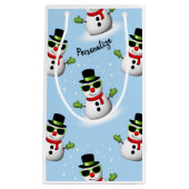 Cool Snowman Kerst Winter blauw patroon Klein Cadeauzakje (Voorkant)