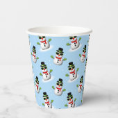 Cool Snowman Kerst Winter blauw patroon Papieren Bekers (Achterkant)