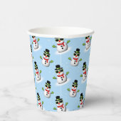 Cool Snowman Kerst Winter blauw patroon Papieren Bekers (Rechts)