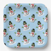Cool Snowman Kerst Winter blauw patroon Papieren Bordje (Voorkant)