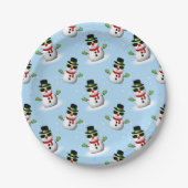 Cool Snowman Kerst Winter blauw patroon Papieren Bordje (Voorkant)