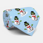 Cool Snowman Kerst Winter blauw patroon Stropdas (Opgerold)