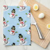 Cool Snowman Kerst Winter blauw patroon Theedoek (Quarter Fold)