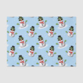 Cool Snowman Kerst Winter blauw patroon Tissuepapier (Voorkant)
