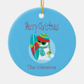 Cool Snowman KerstSurfer Keramisch Ornament (Voorkant)