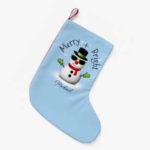 Cool Snowman Merry Bright Christmas Aangepaste naa Kleine Kerstsok