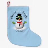 Cool Snowman Merry Bright Christmas Aangepaste naa Kleine Kerstsok (Voorkant)