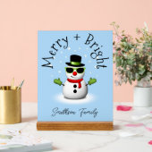 Cool Snowman Merry Bright Christmas Custom Family Acryl Bord (Huwelijk)