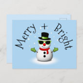 Cool Snowman Merry Bright Christmas Custom Family Briefkaart (Voorkant / Achterkant)