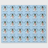 Cool Snowman Merry Bright Christmas Custom Family Cadeaupapier (Vlak)