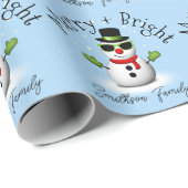 Cool Snowman Merry Bright Christmas Custom Family Cadeaupapier (Rol Hoek)