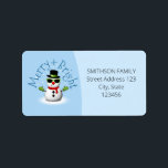 Cool Snowman Merry Bright Christmas Custom Family Etiket<br><div class="desc">Cool Snowman Merry Christmas Winter Custom Holiday adreslabel. Pas leuke unieke Holiday Mailing Accessoires aan. Illustratie van een koele sneeuwman met groene zonnebril en handschoenen,  rode sjaal en zwarte hoed op lichtblauw.</div>