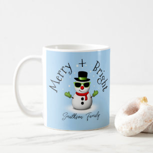 Cool Snowman Merry Bright Christmas Custom Family Koffiemok